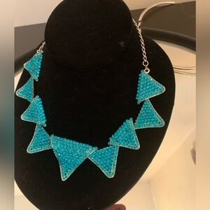Torquise blue rhinestone party or wedding necklace.